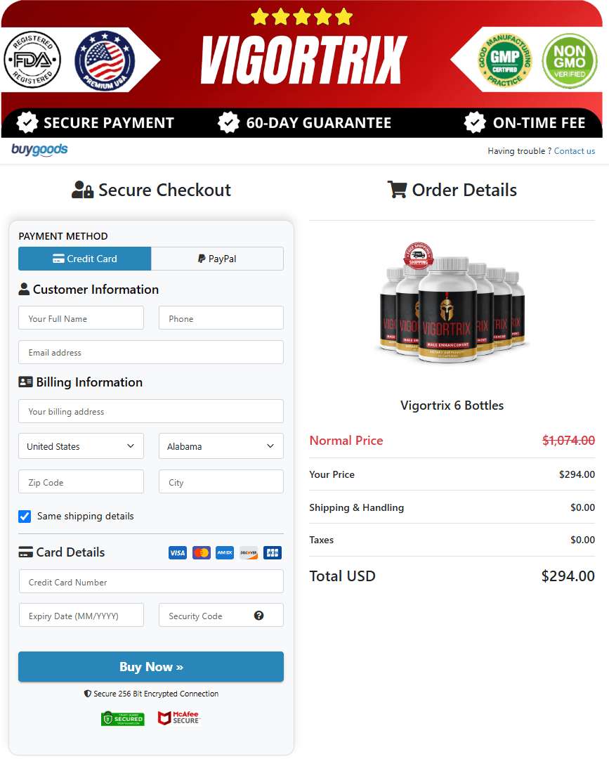 Vigortrix Secure Checkout Page
